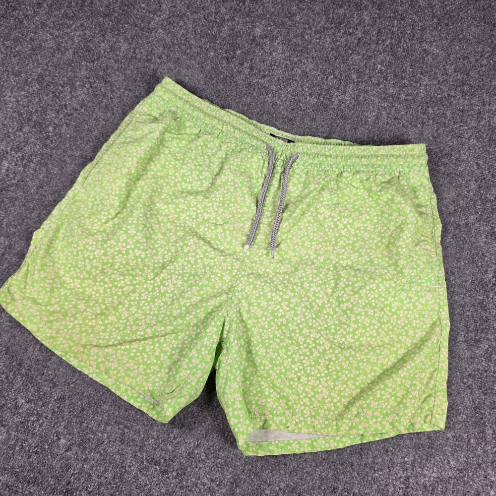 Vilebrequin Moorea Swim Trunks Mens XXL Green Floral Lined Board Shorts